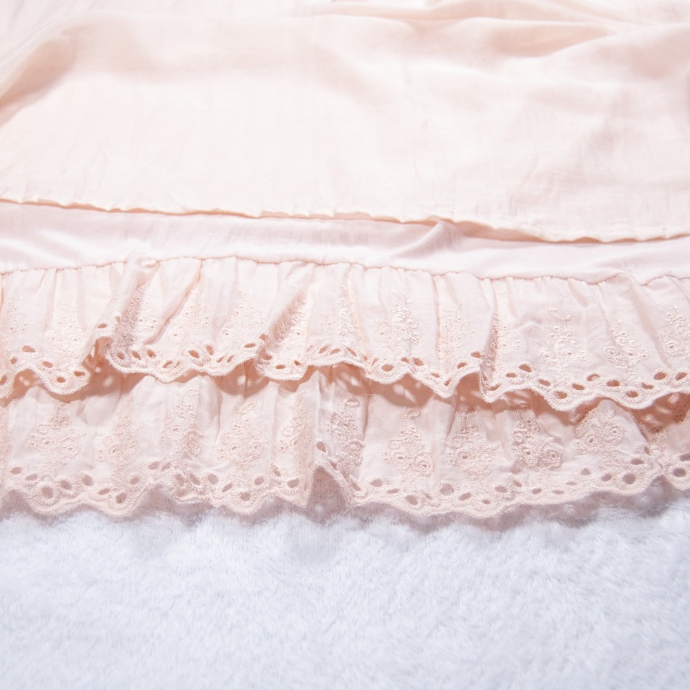 Soft Surroundings Blouse Top Blush Pink 3/4 Sleeve Ruffle Silk Small P Petite - Picture 10 of 12